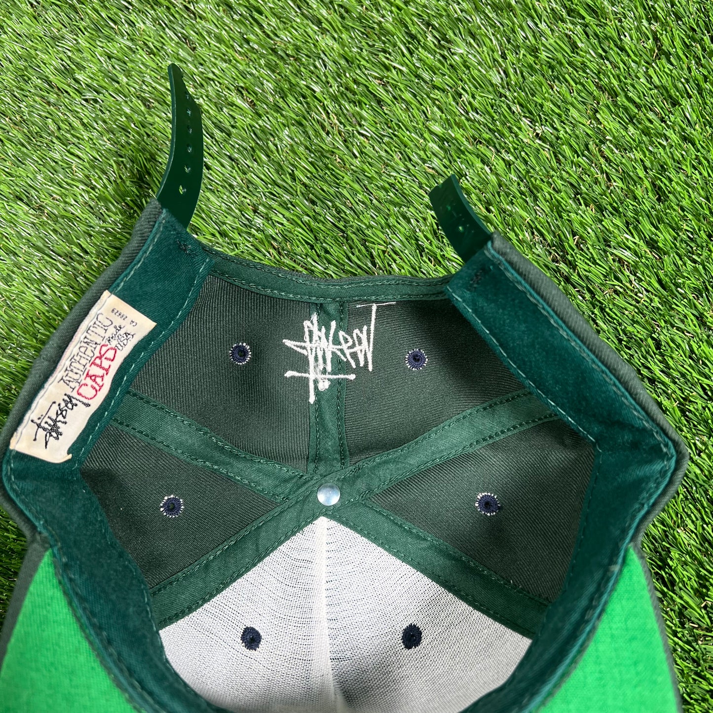 1990s Stussy Crown Logo Hat Green USED x14447