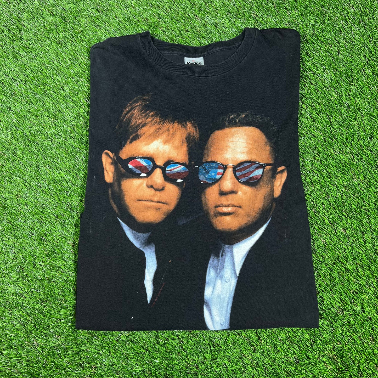 1994 Billy Joel and Elton John Black Tour Tee Size XL USED v16640