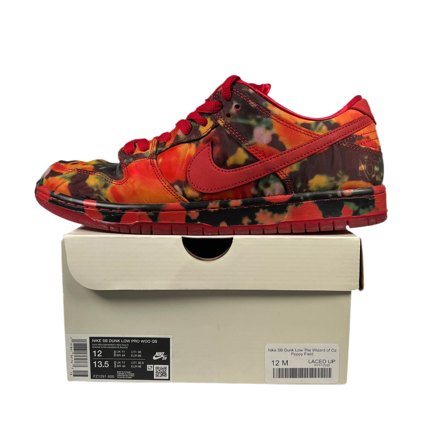Nike SB Dunk Low Wizard of Oz Poppy Field (2024) Size 12 USED s17953