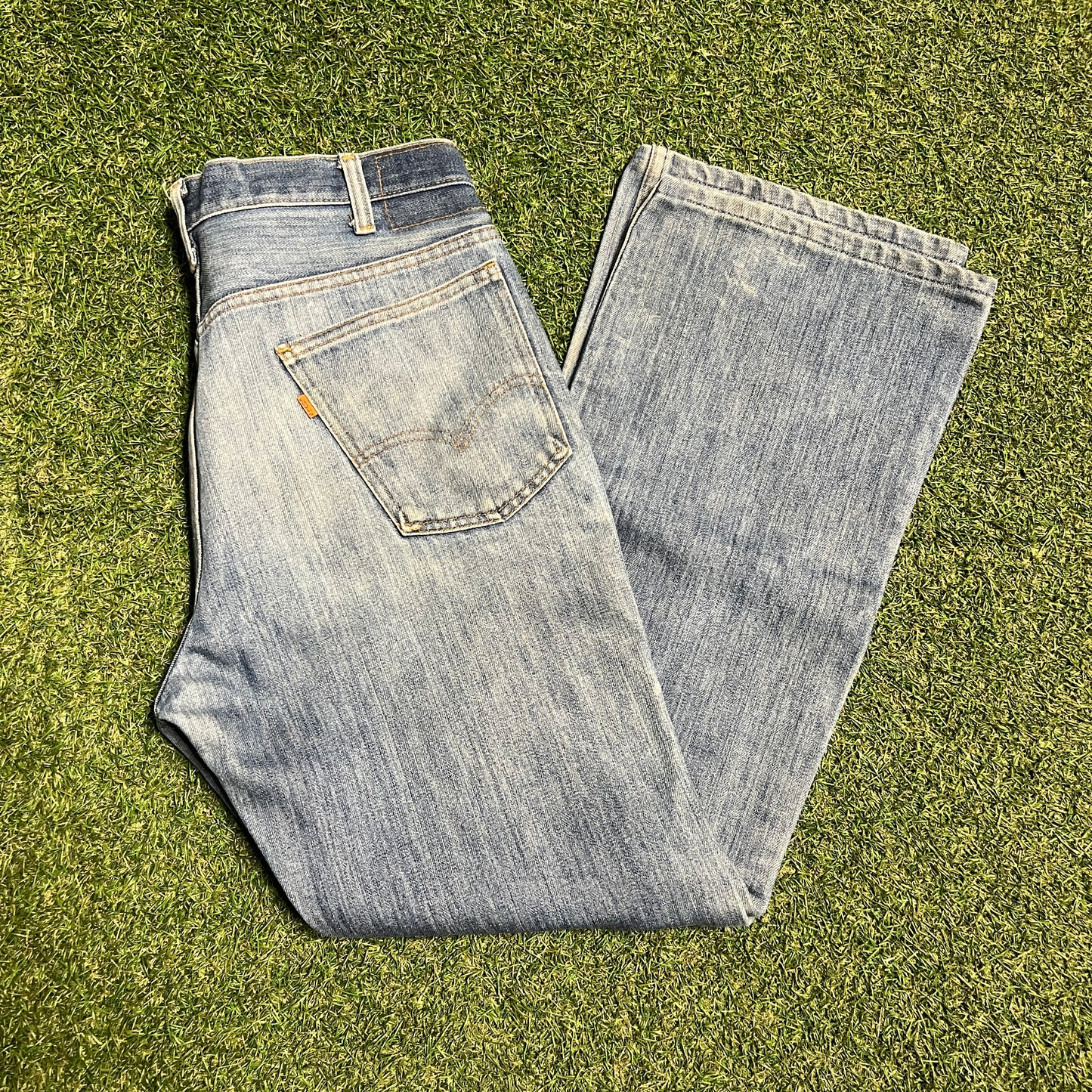Levis 70s Big E Orange Tab Blue Jeans Size 32x29 USED v15895