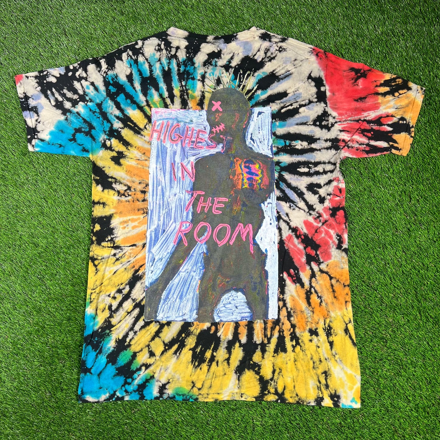 Travis Scott Cactus Jack "Highest in the Room" Tie Dye Tee Size Large USED x14499