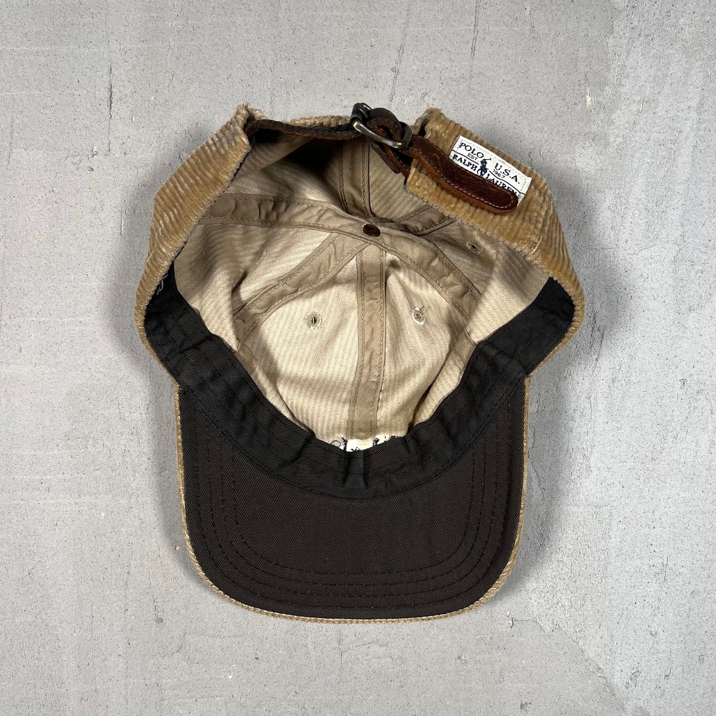Polo Ralph Lauren Brown Corduroy Logo Hat USED v18996