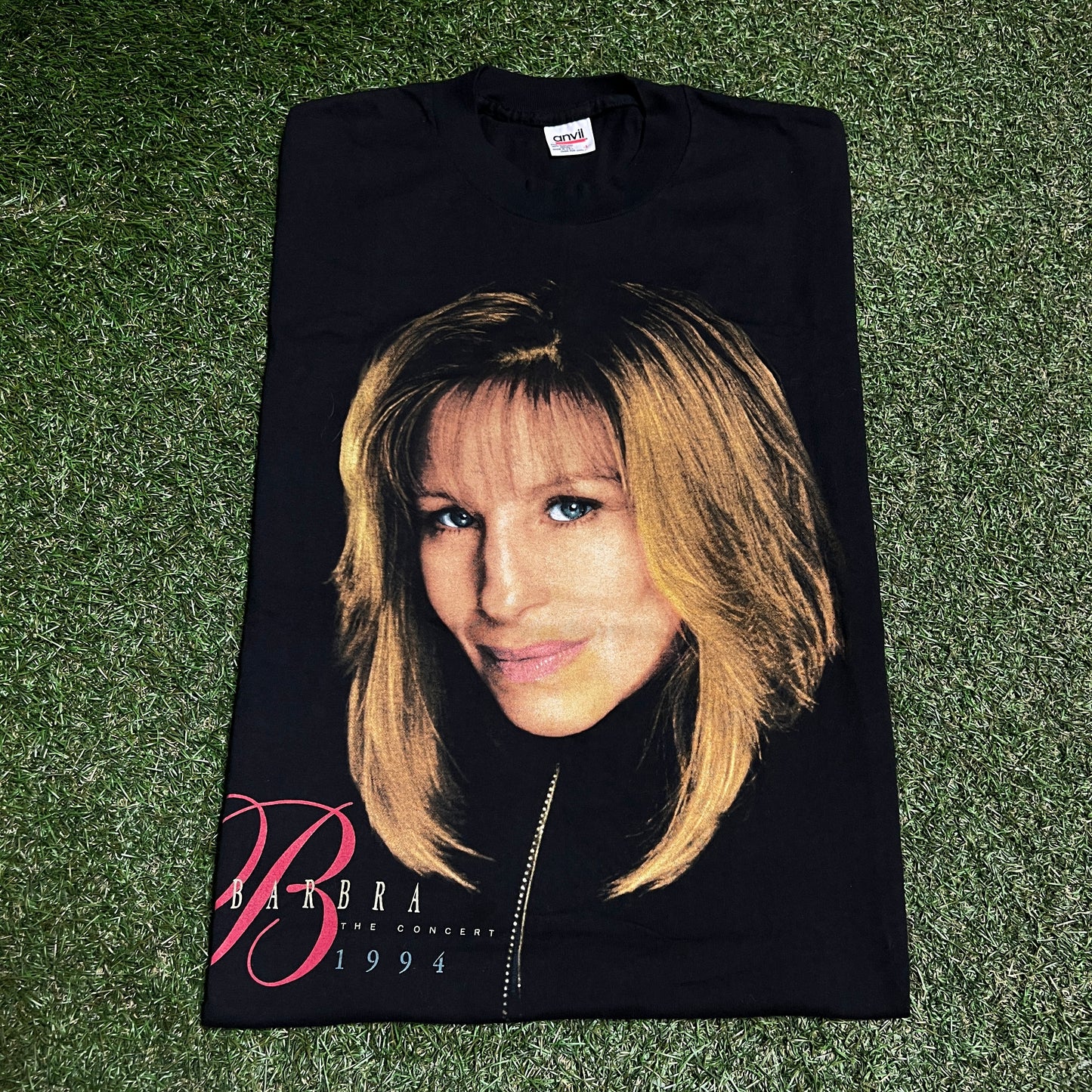 1994 Barbra The Concert Big Face Black Tee Size Large USED v16492