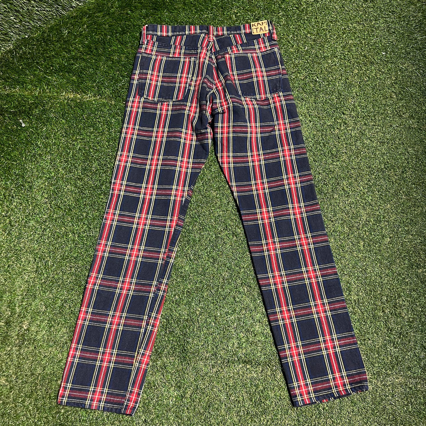 Kapital Plaid Studded Trousers Size 30 USED x14157