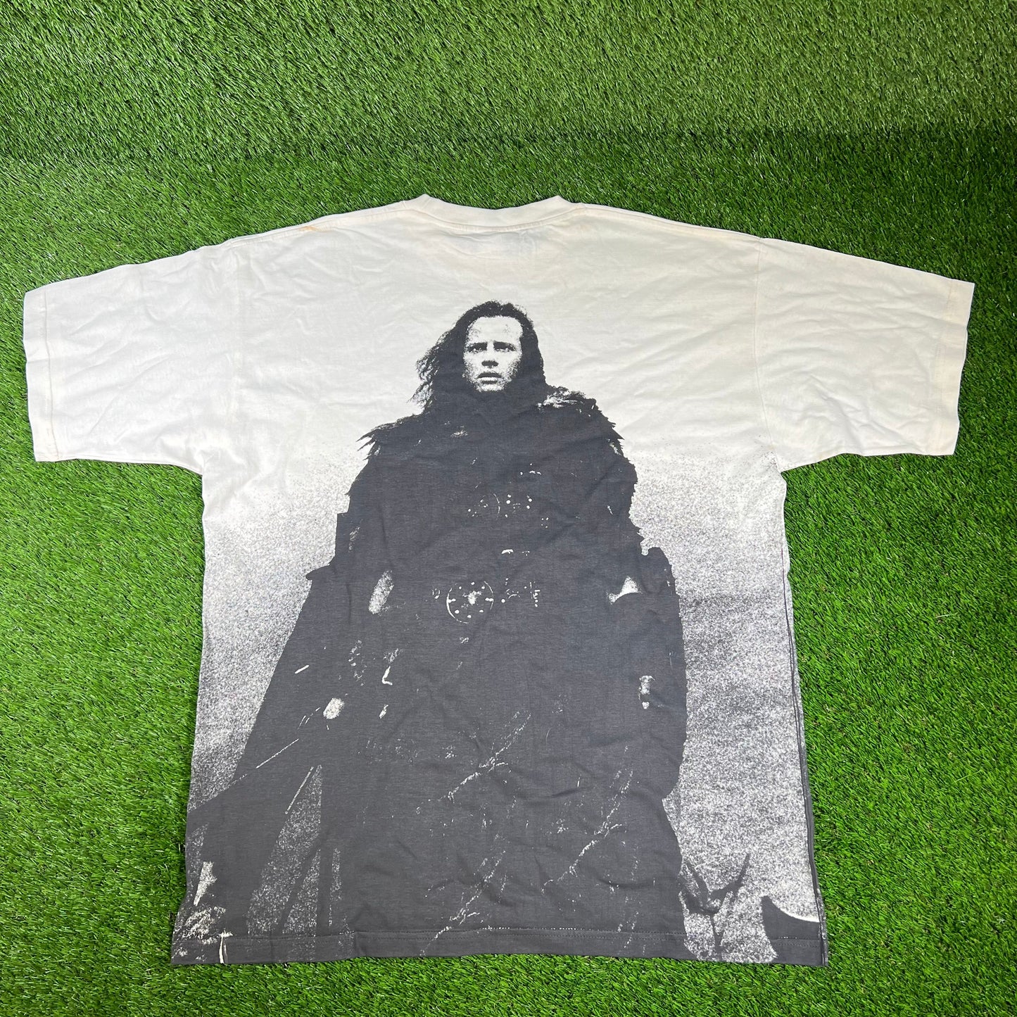1990s Highlander White AOP Tee Size XL USED v16659
