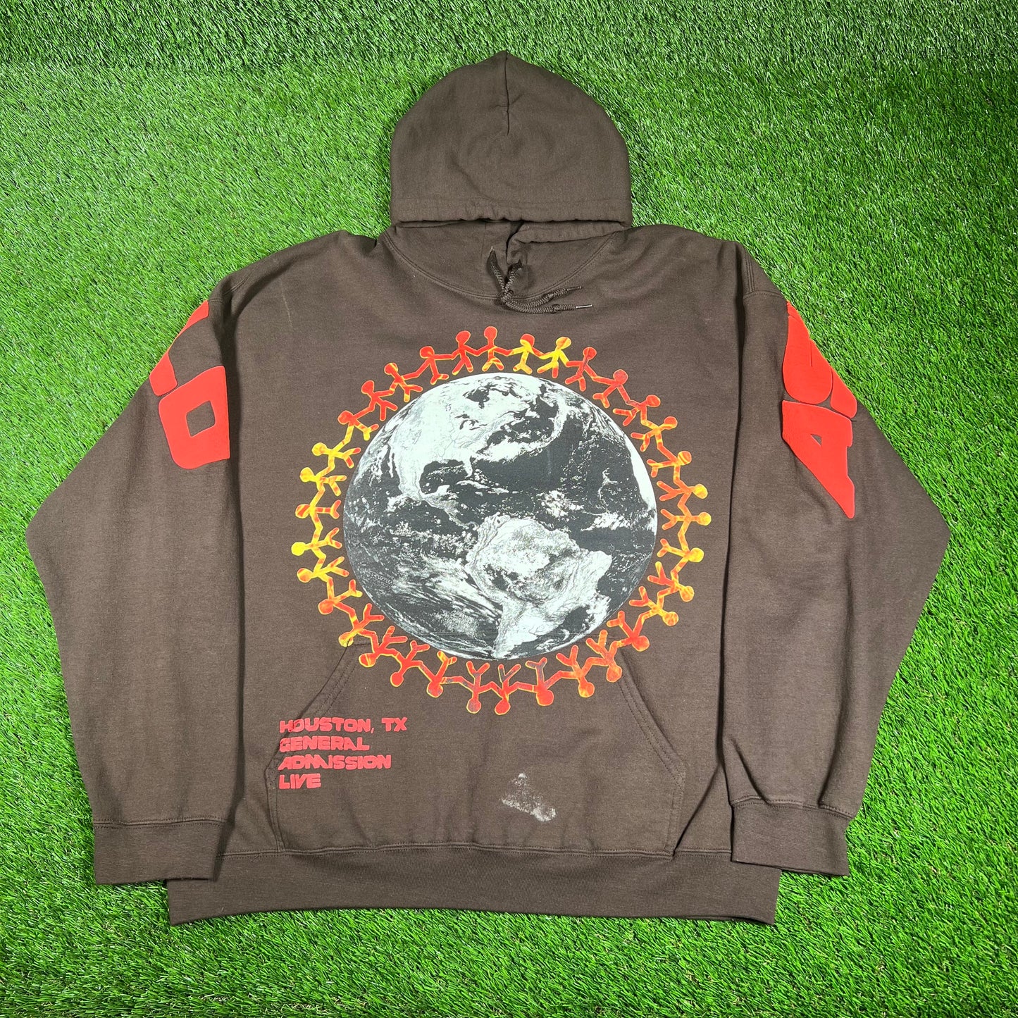 2017 Travis Scott Astroworld Around The World Brown Hoodie Size Large USED x14564