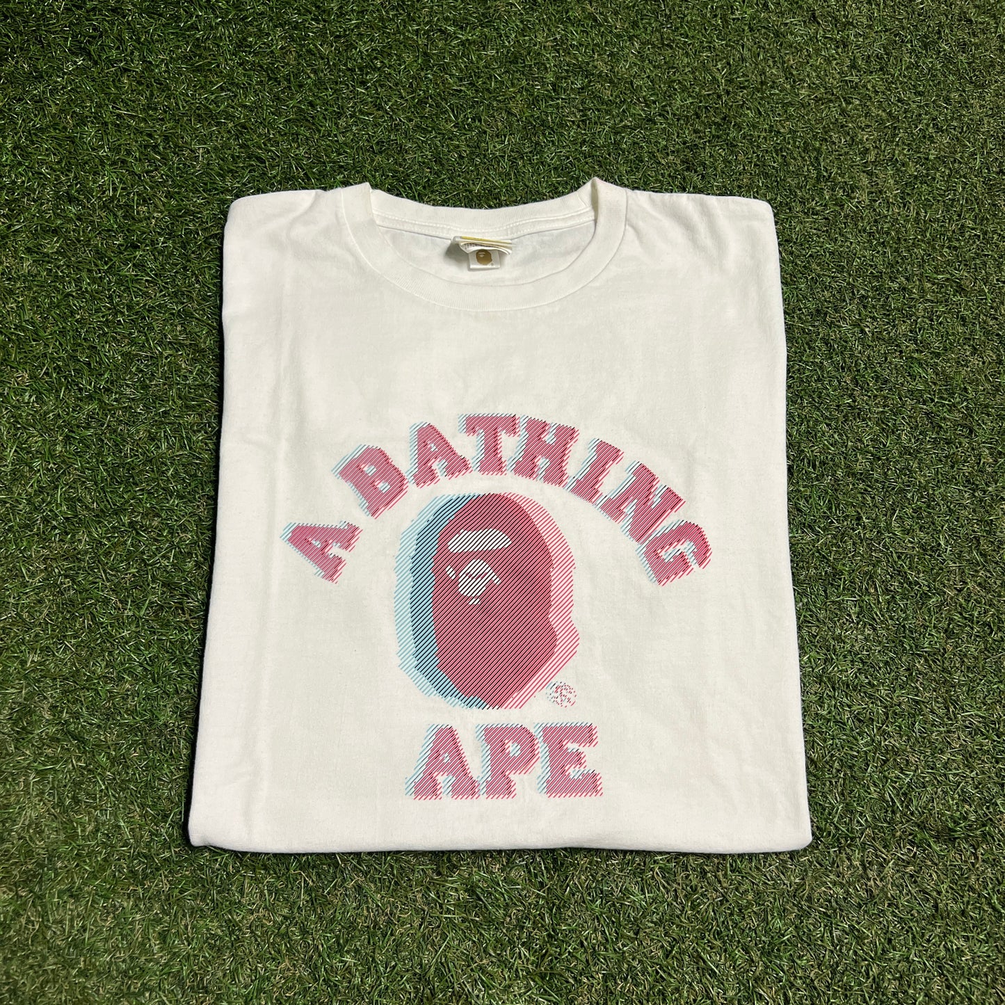 A Bathing Ape White 3D Glasses Logo Tee Size XL USED x14220