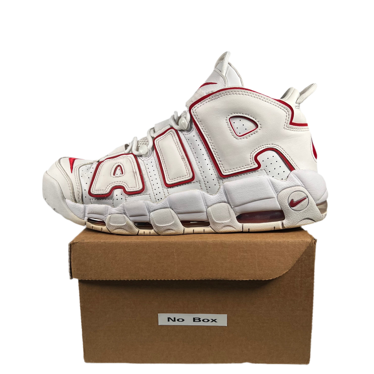 Nike Air More Uptempo White Varsity Red Outline (2021) Size 11 USED s18579