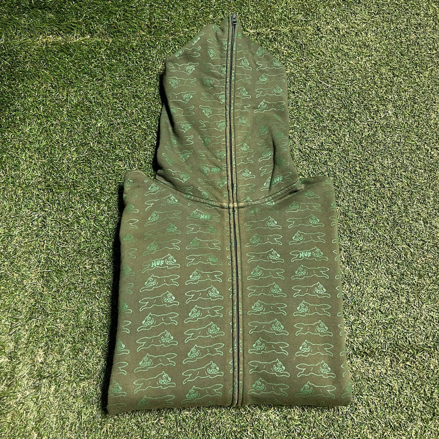 Icecream X Huf Green Logo Zip Up Hoodie Size Large USED x14158