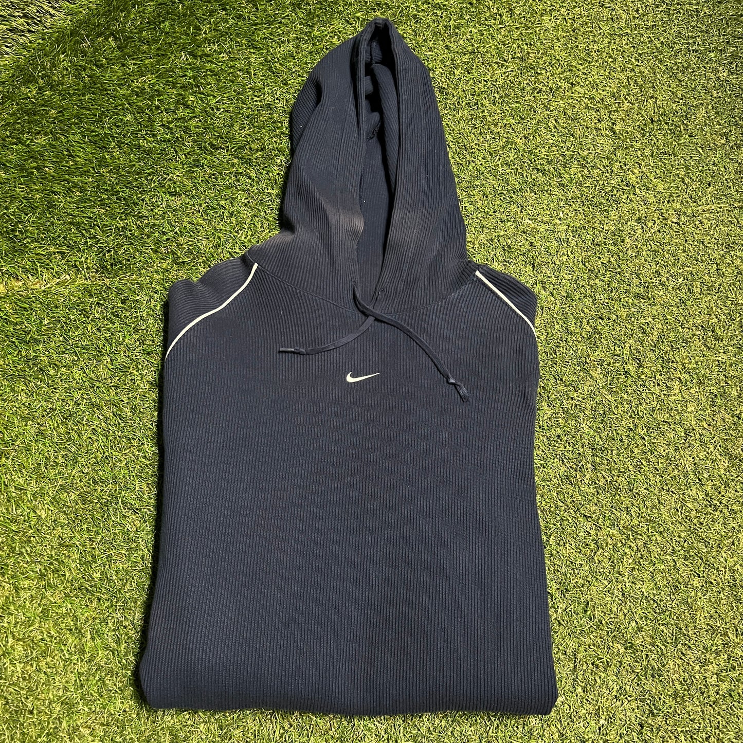 Y2K Nike Thermal Center Swoosh Navy Blue Hoodie Size XXL USED v16431