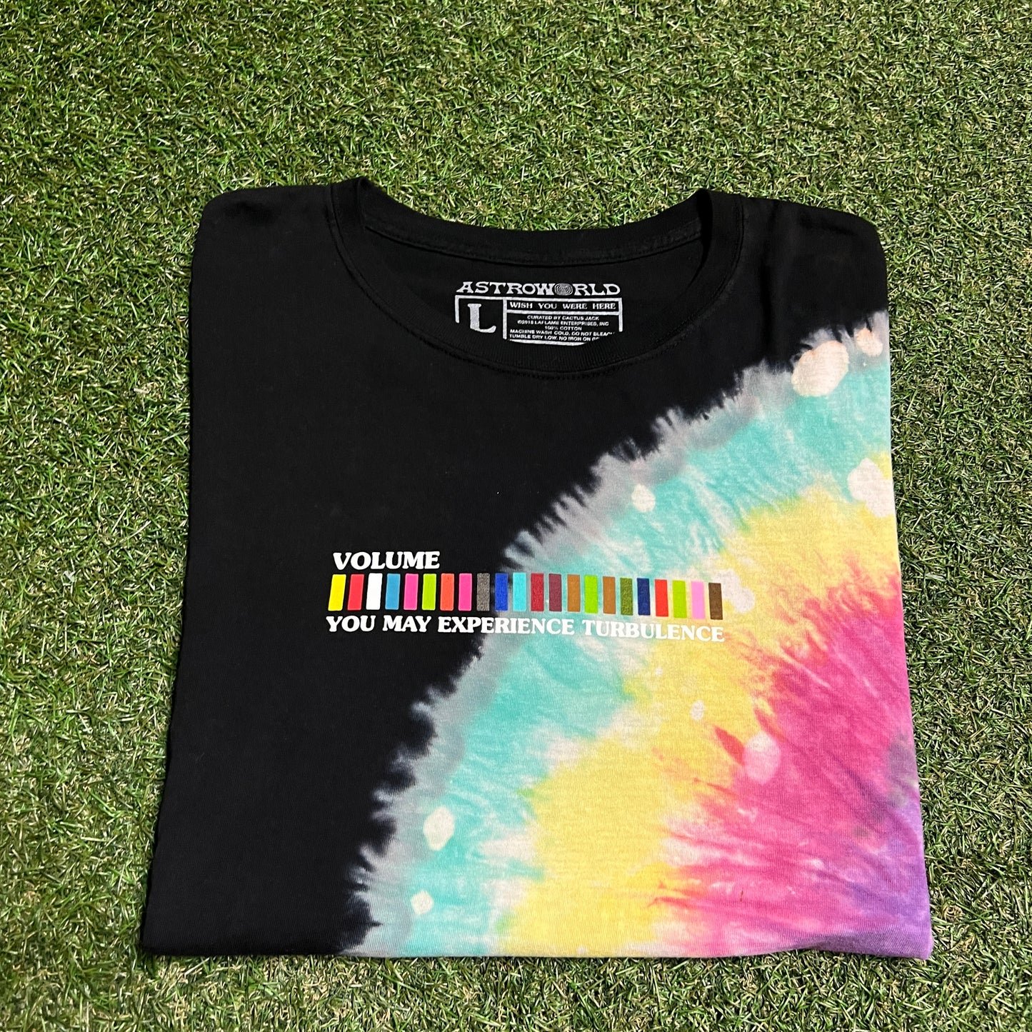 Travis Scott You May Experience Turbulence Tie Dye Tee Size Large USED x13349