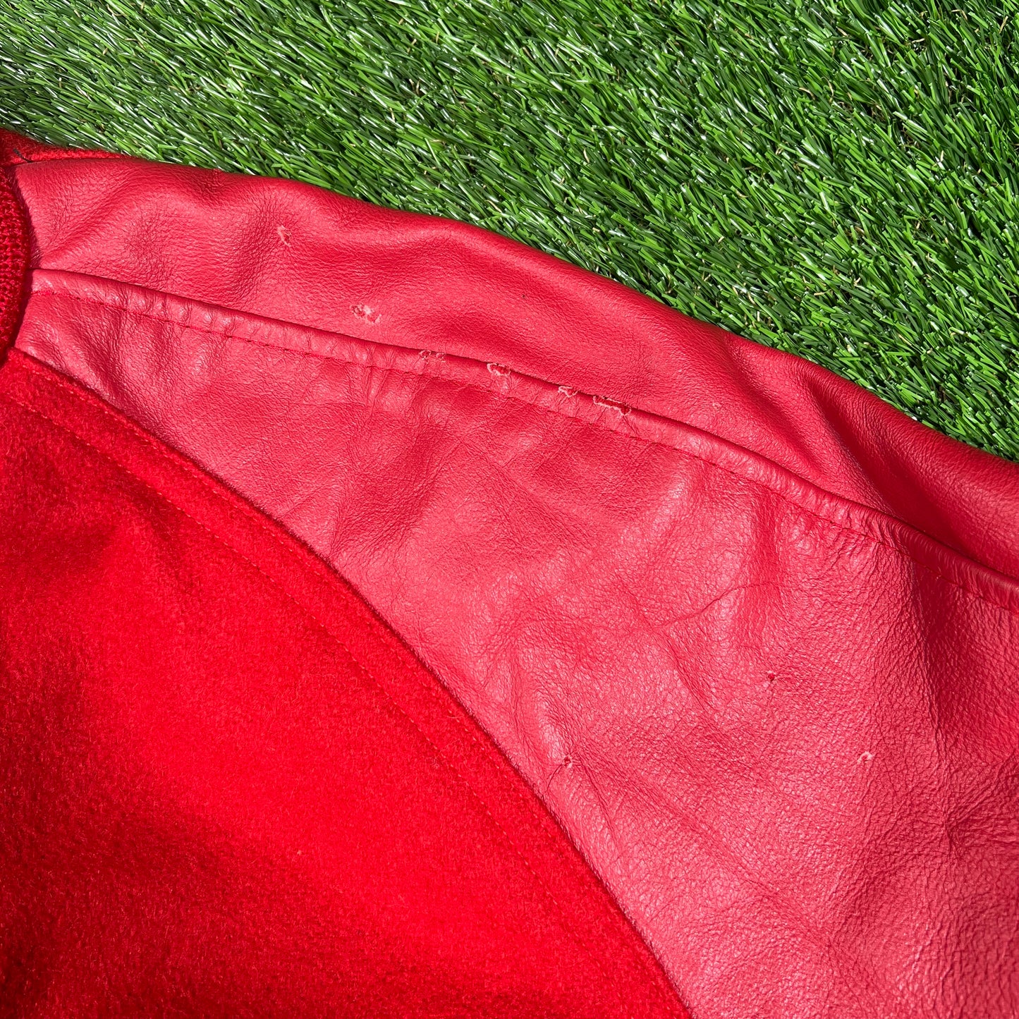 1990s Matts Jacket Red Varsity Jacket Size 44 (XL) USED v17107