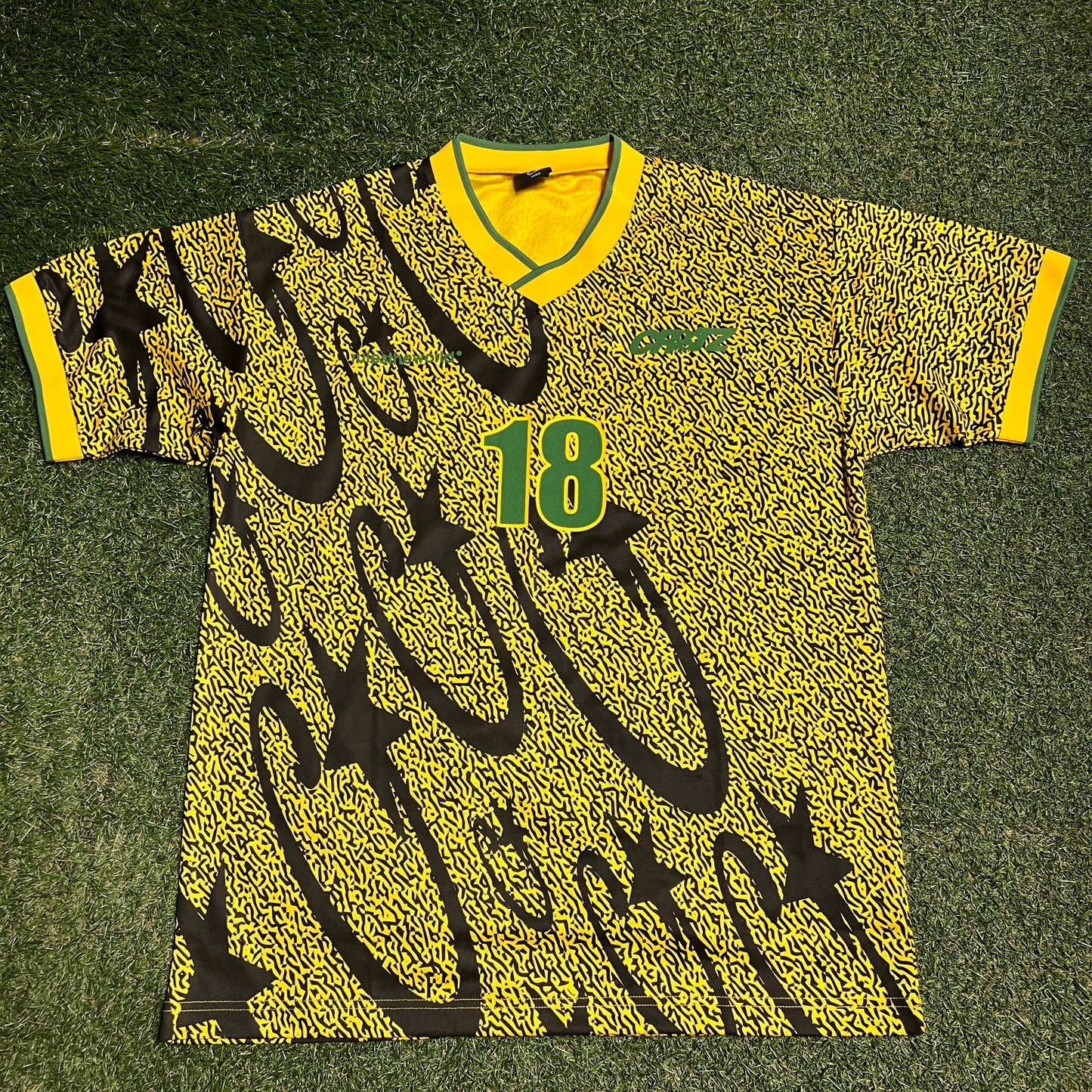 Corteiz Carni Stellations Yellow/Green Football Jersey Size Large NEW x13928