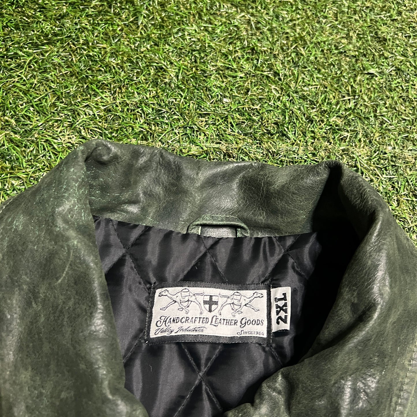 Vale Sports Division Green Leather Varsoty Jacket Size XXL USED x14088