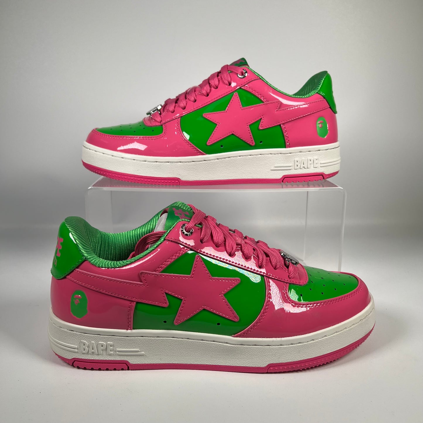Bathing Ape Bapesta Pink and Green Size 8 USED s17919