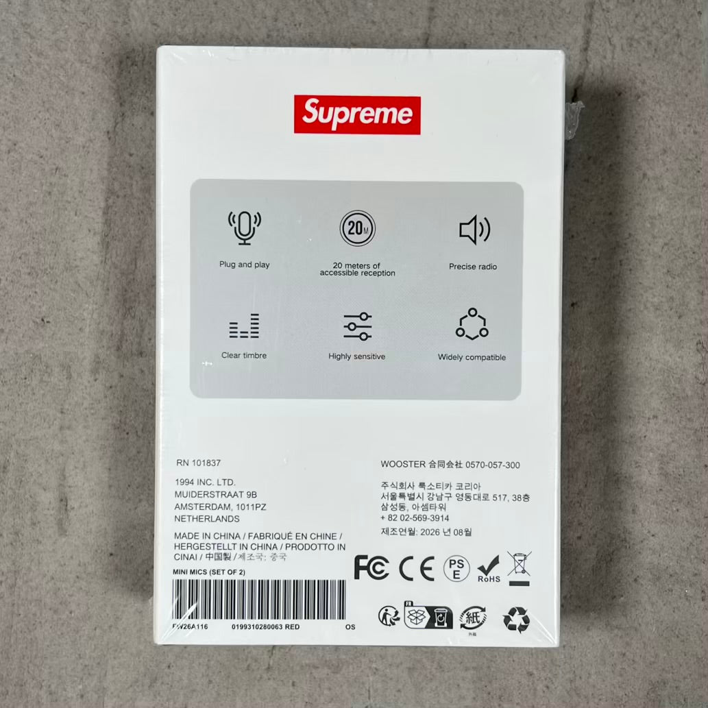 Supreme Red Mini Mics (set of 2) NEW