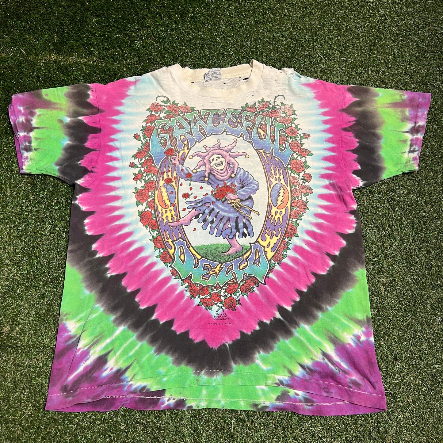 1993 Grateful Dead Dancing Jester Endless Tour Tee Size XL USED v16297