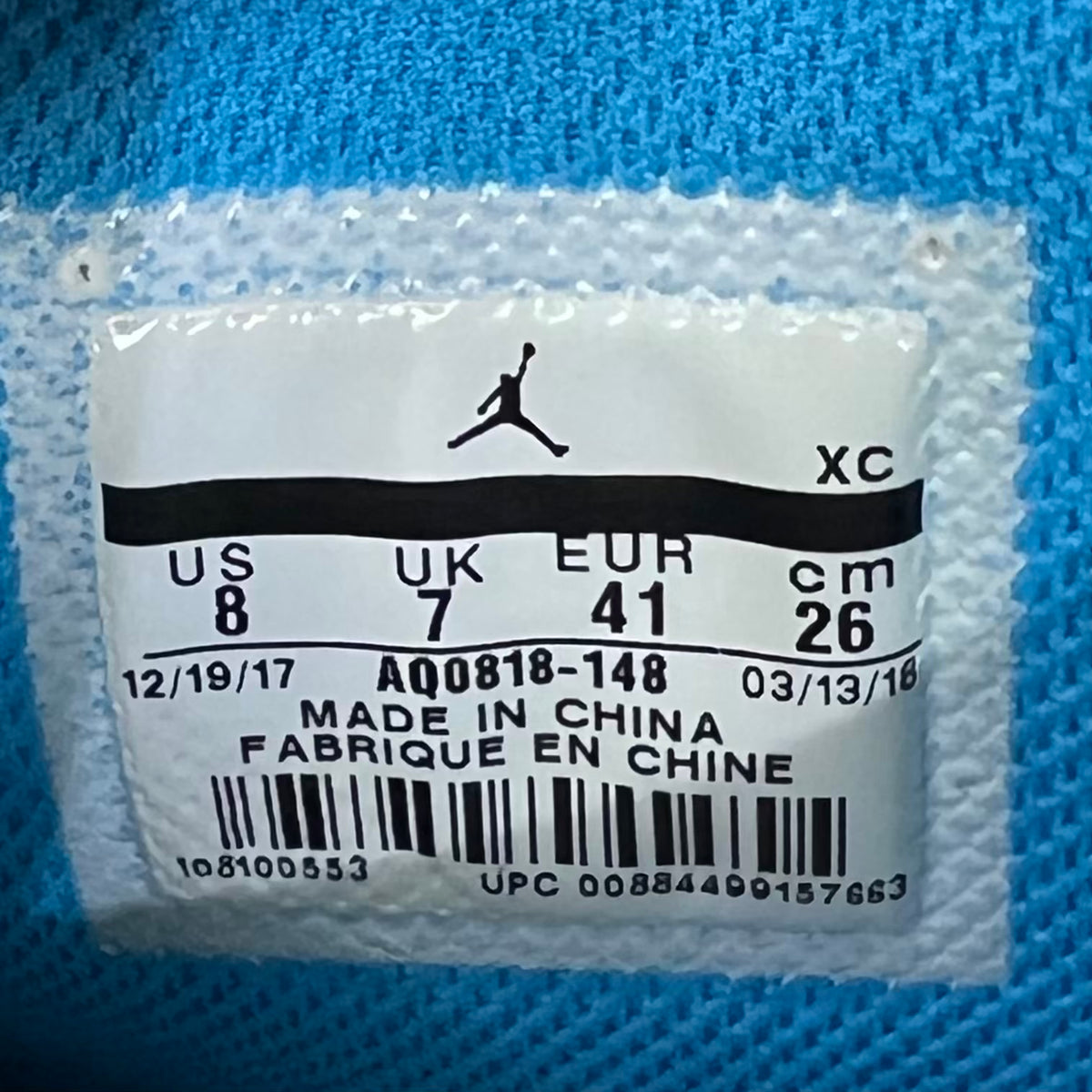 Jordan 1 High Off White Unversity Blue (2018) Size 8 USED s23425