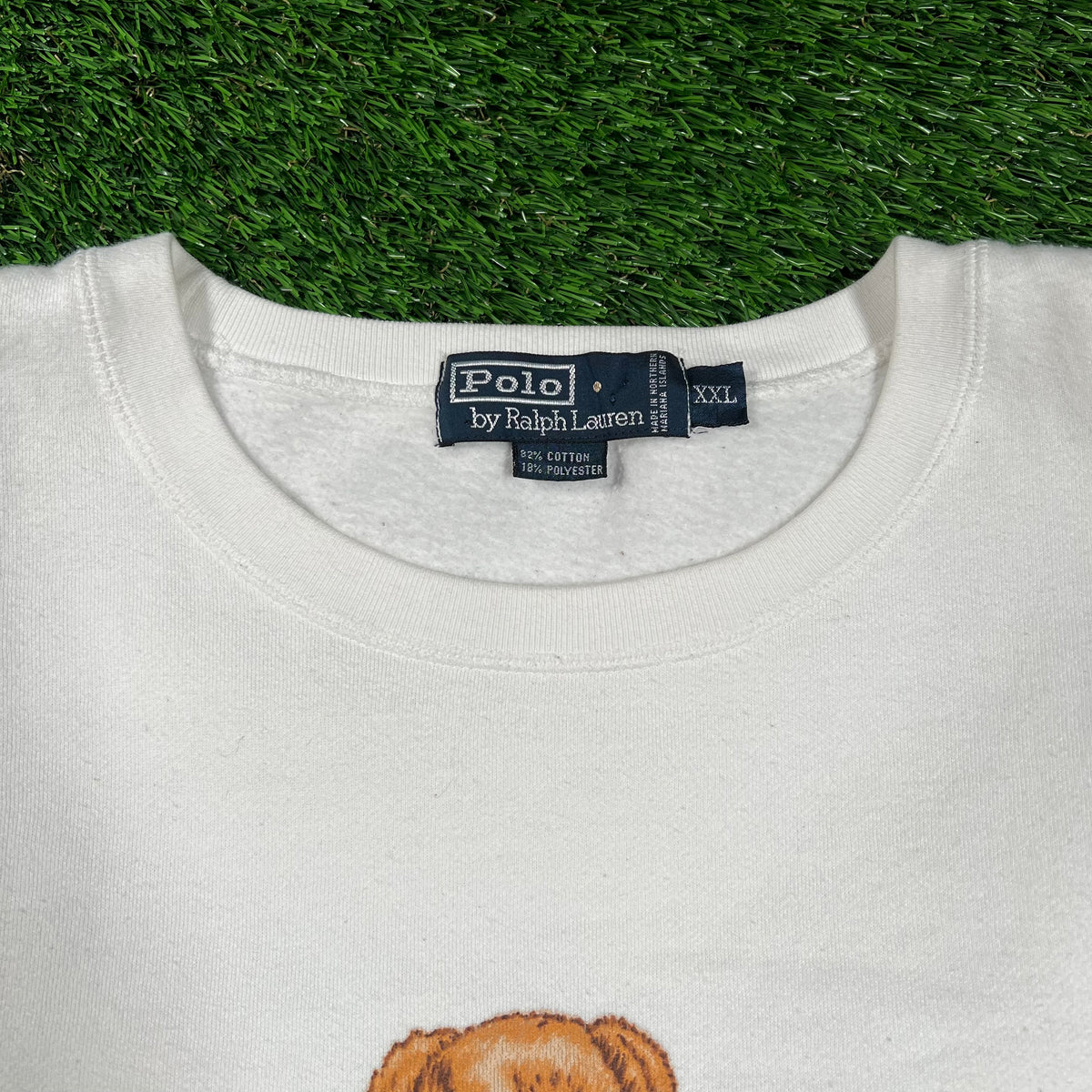 1990s Polo Ralph Lauren Dress Bear White Crewneck Size XXL USED v18423