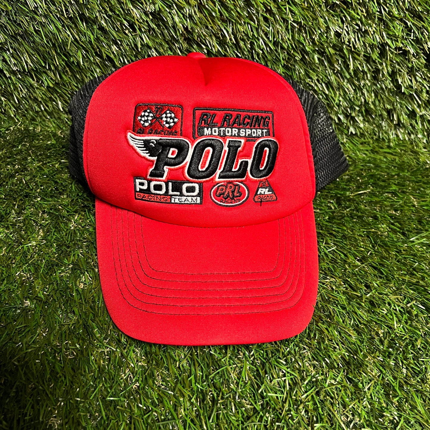 Polo Ralph Lauren Racing Red Trucker Hat USED v16454