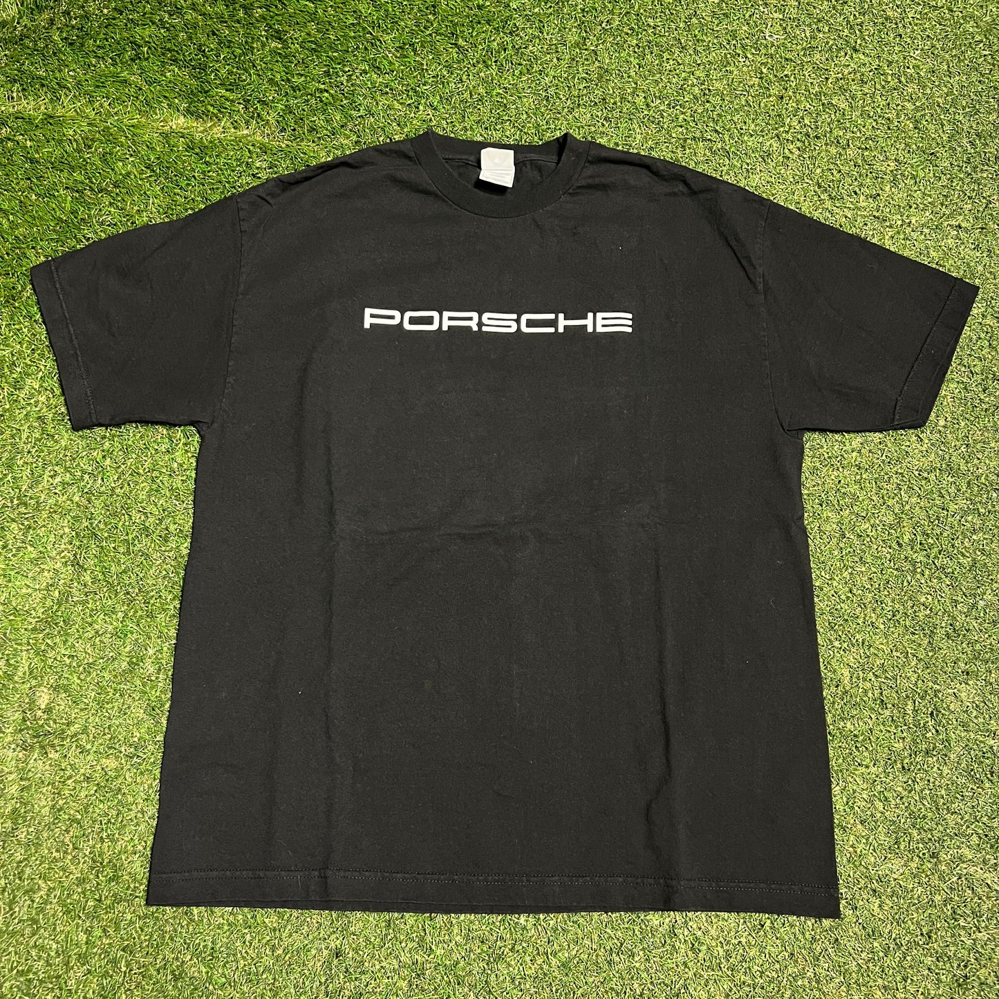 Y2K Porsche Black Logo Tee Size XL USED v16352