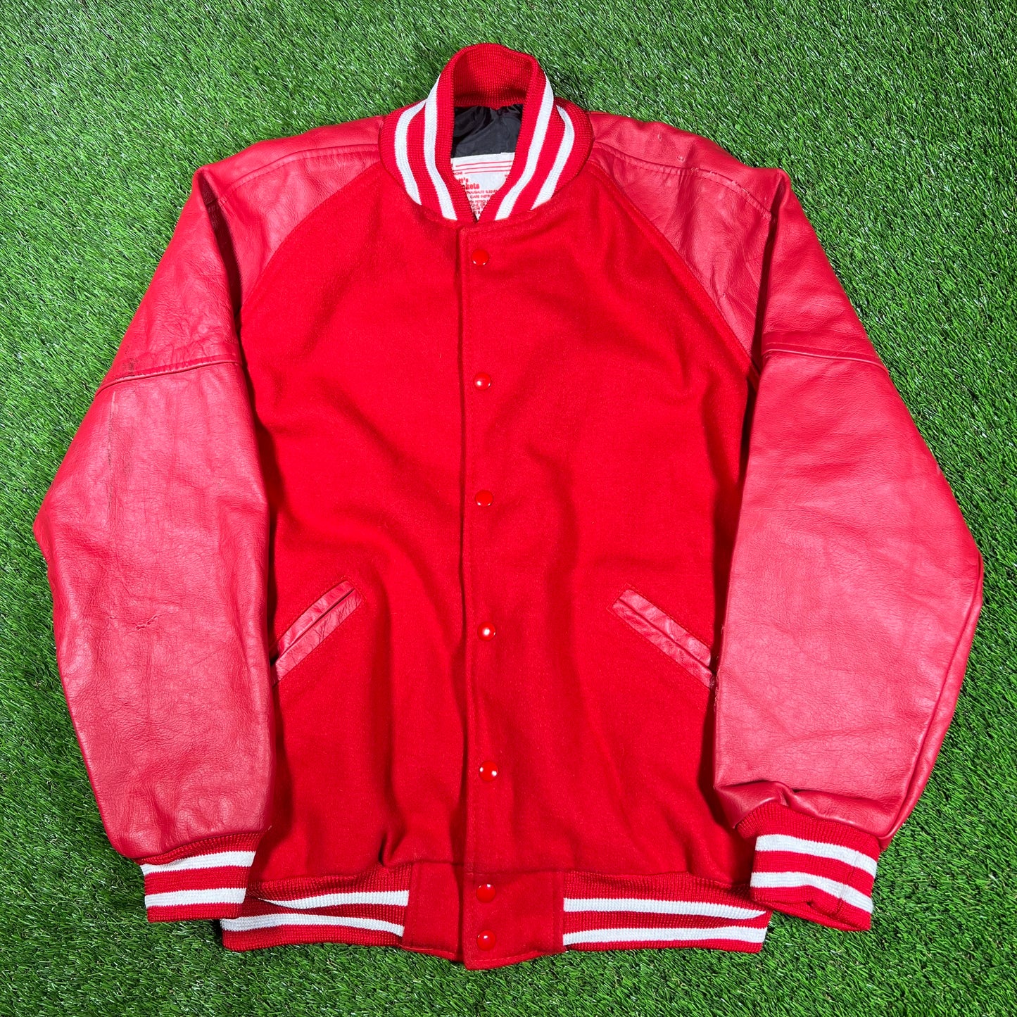 1990s Matts Jacket Red Varsity Jacket Size 44 (XL) USED v17107