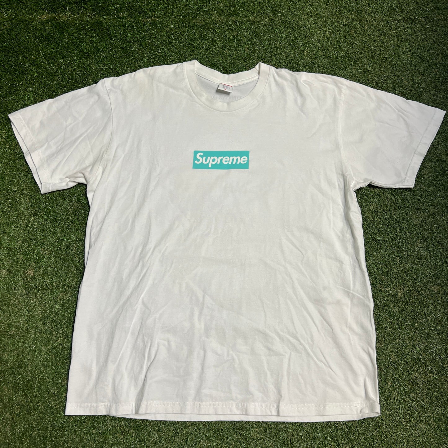Supreme Tiffany Box Logo White Tee Size XL USED x13531