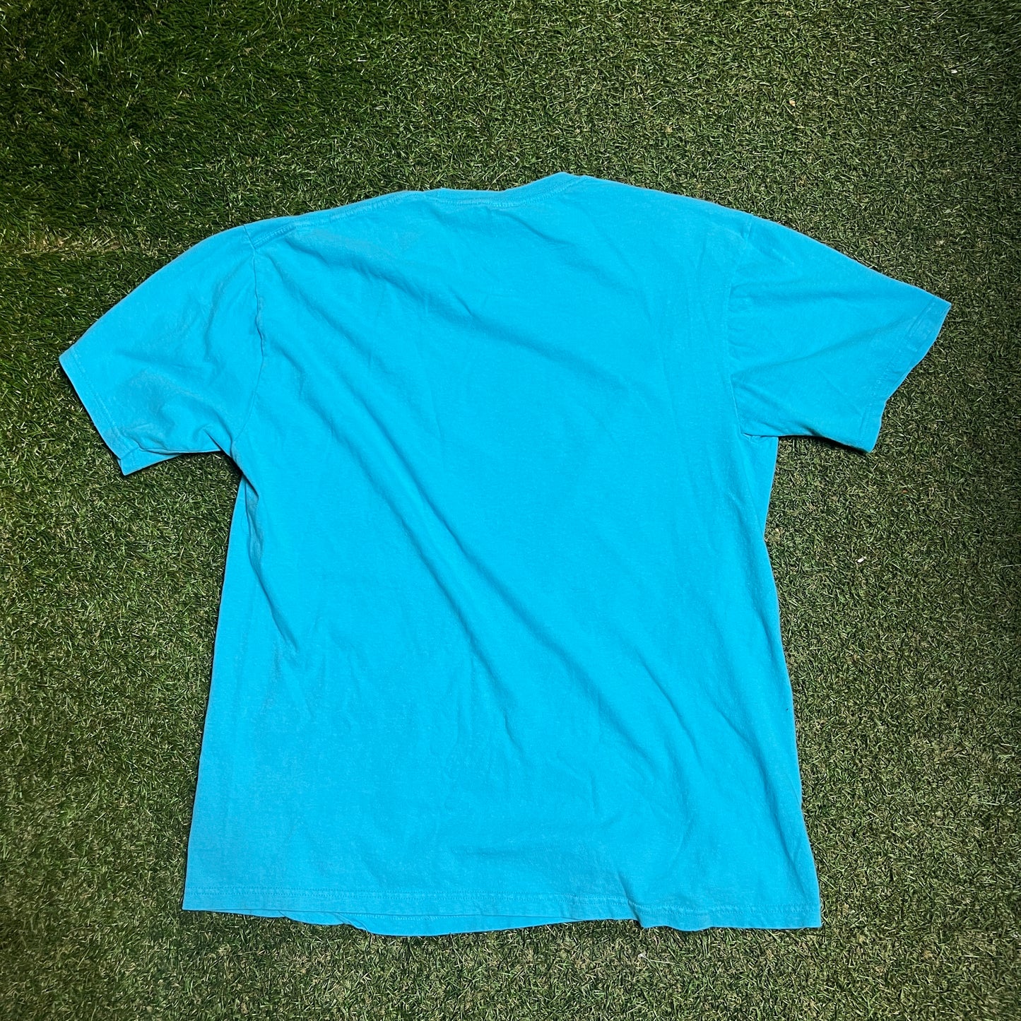 Stussy Center Logo Blue Tee Size Large USED x13307
