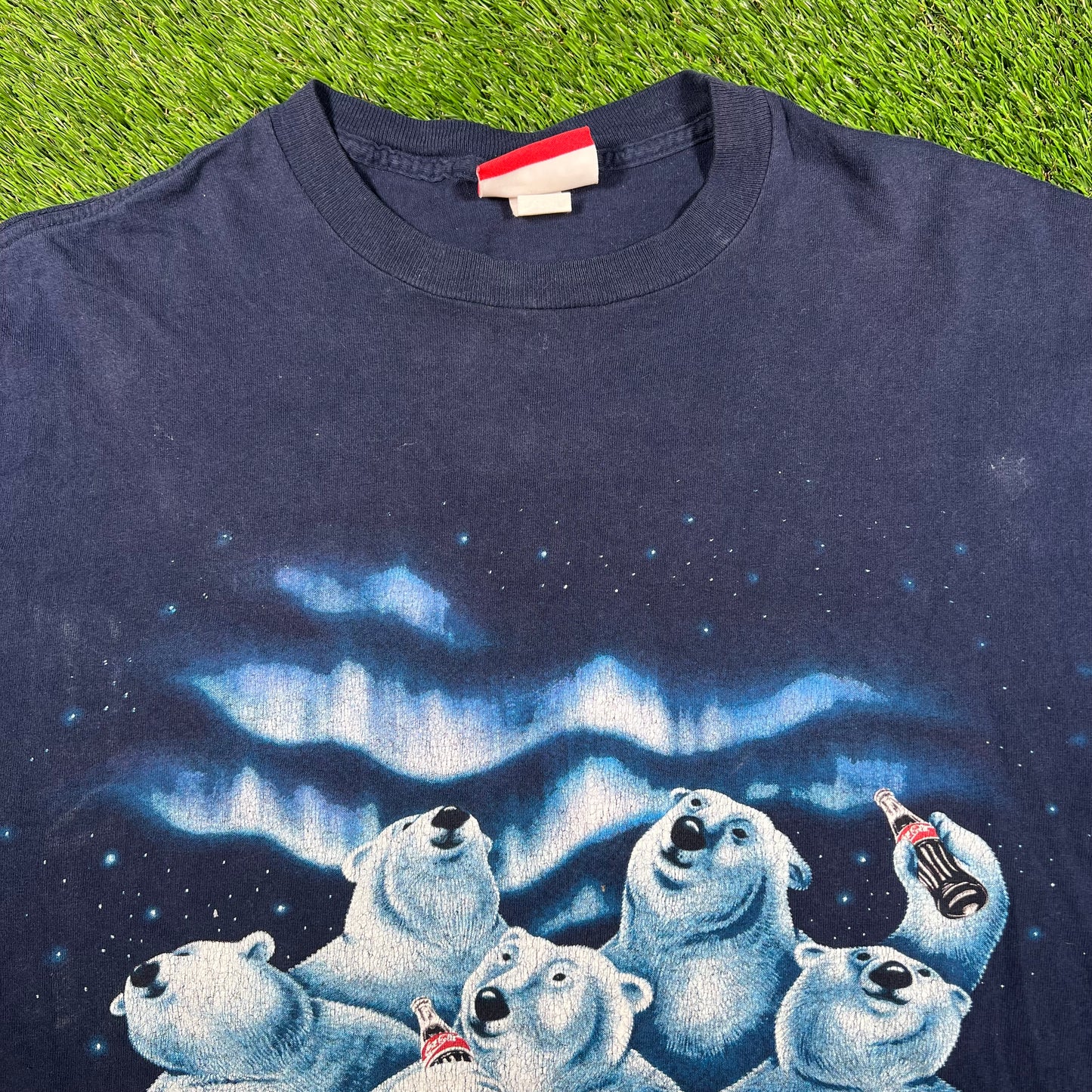 1994 Coca Cola Polar Bears Navy Blue Tee Size XL USED v16595