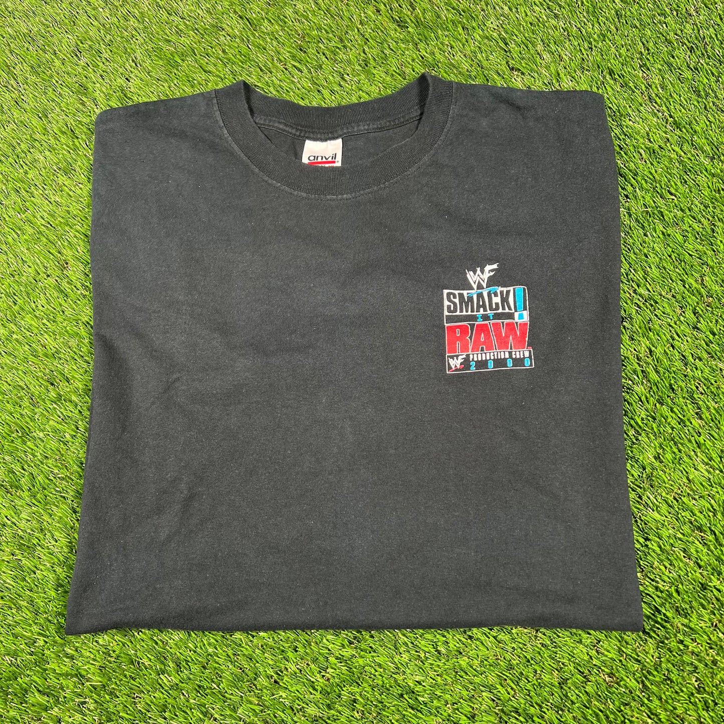 2000 WWF Raw Production Crew Black Tee Size XL USED v16889