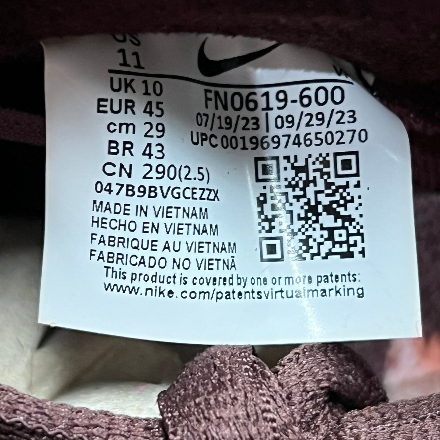 Nike SB Dunk Low City of Love Burgundy Crush (2024) Size 11 NEW s19253