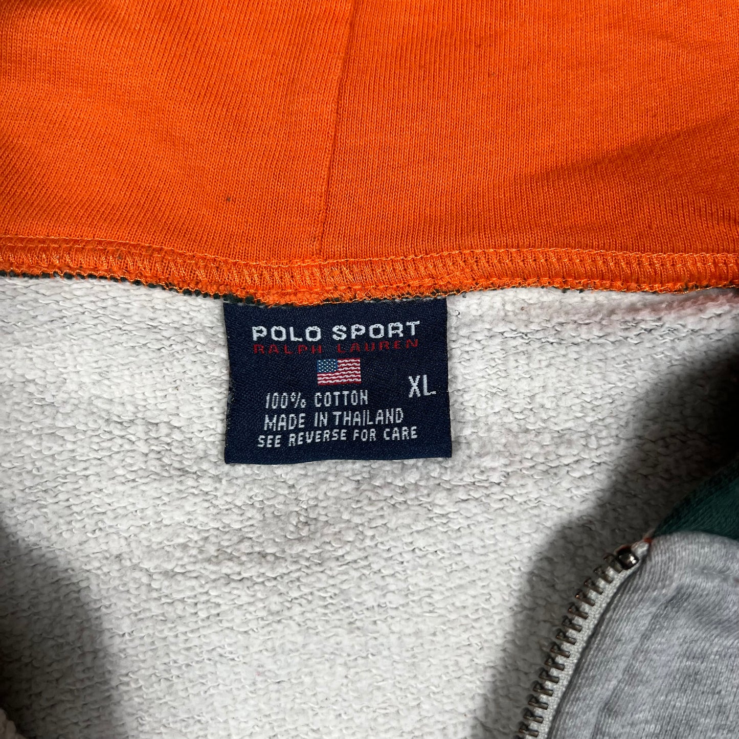 Y2K Polo Sport Grey/Green Hoodie Size XL USED v16850
