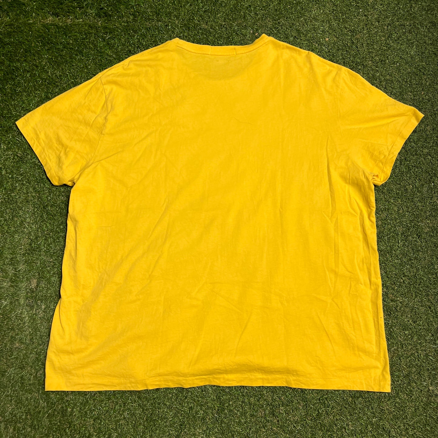 Polo Sport Ralph Lauren Blue Text Yellow Tee Size XXL USED v16376