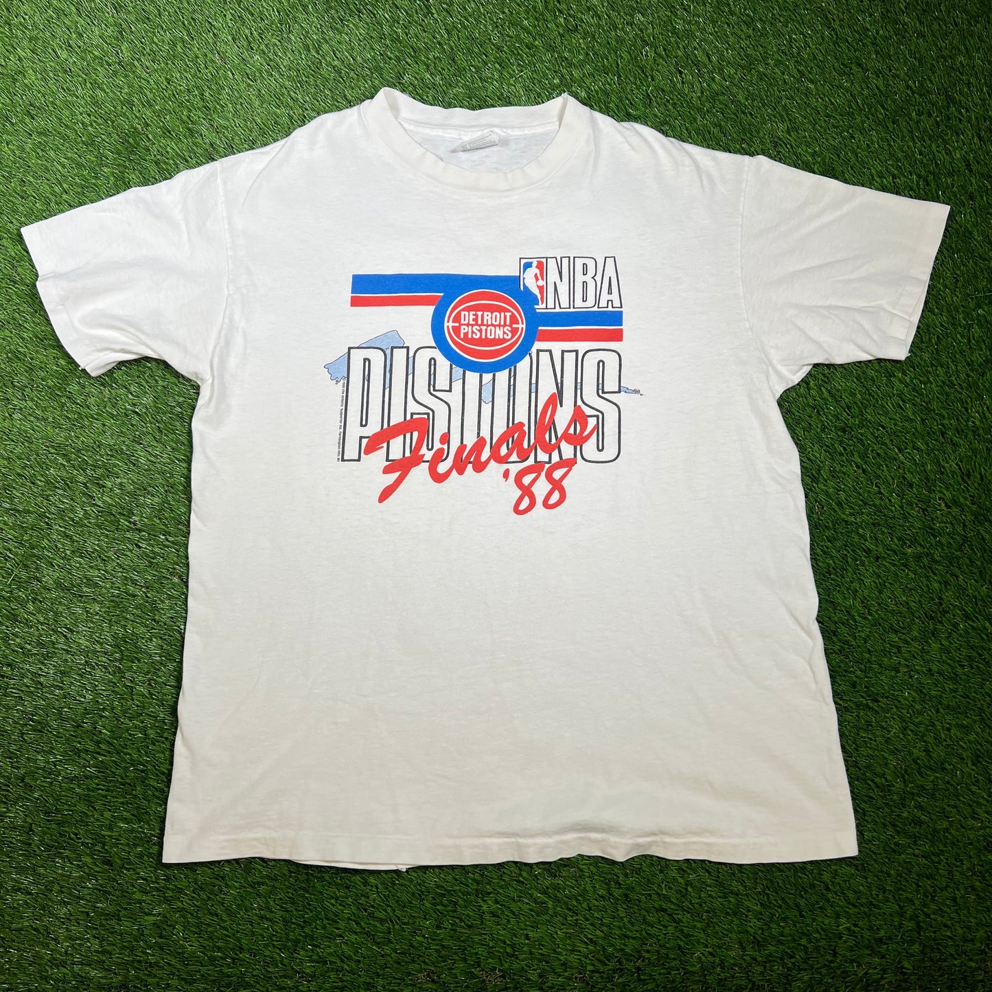 1988 Detriot Pistons Finals White Tee Size XL V16546