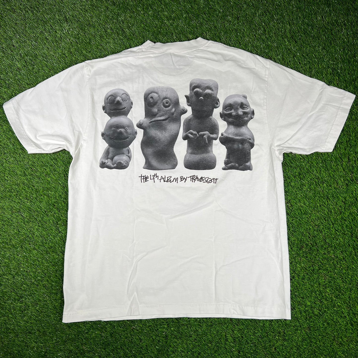 Travis Scott Utopia White Statues Tee Size Large USED x14494