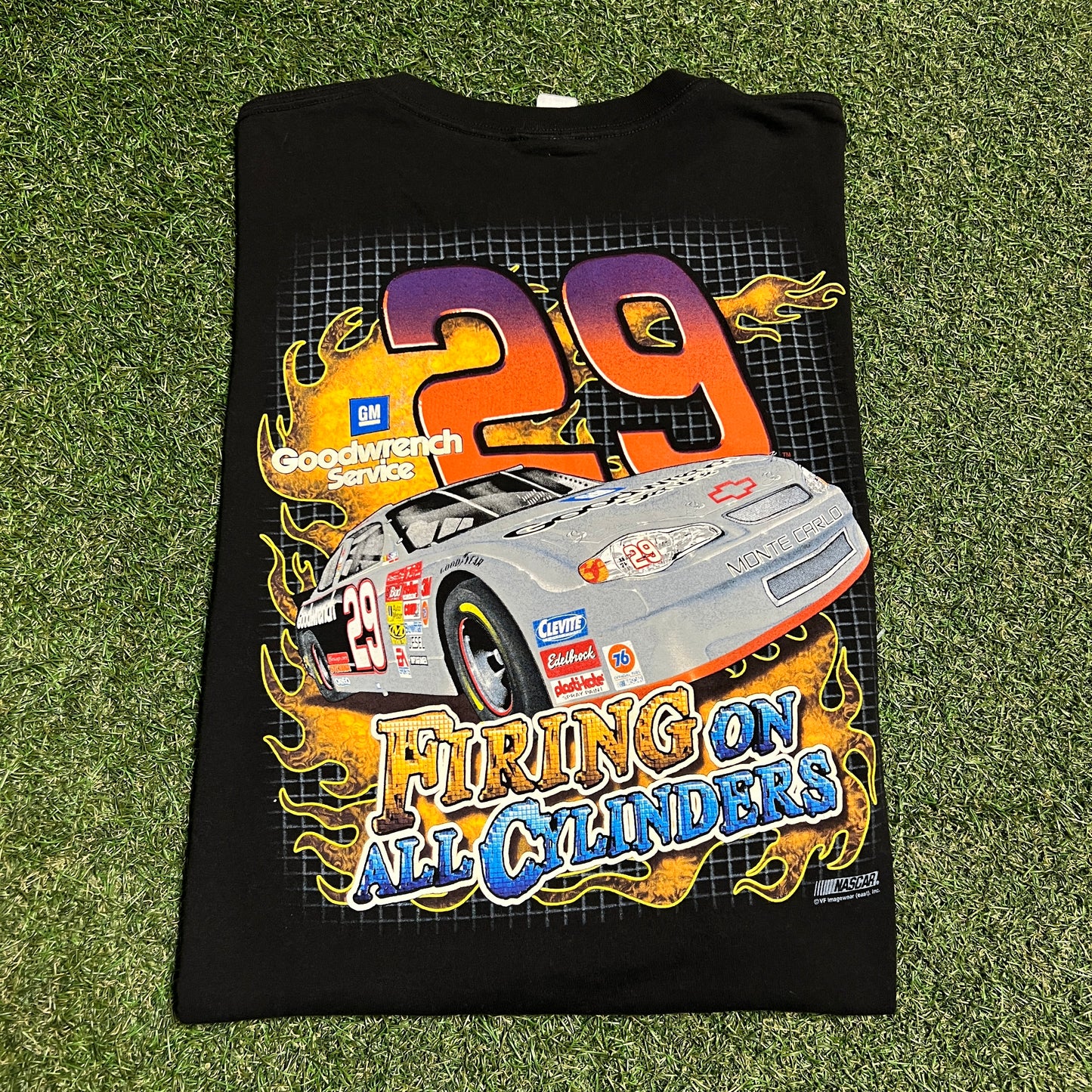 Y2K Track Hot Shot Racing Black Tee Size XL USED v16453