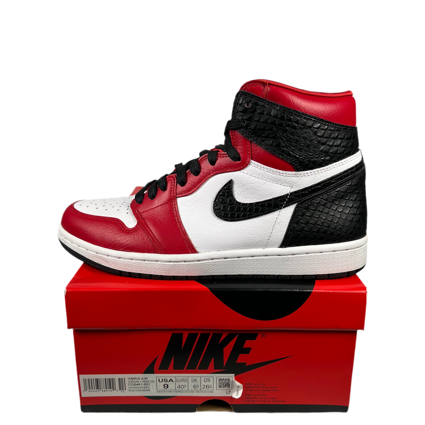 Jordan 1 High Satin Snake Chicag Size 7.5m / 9w USED s17727