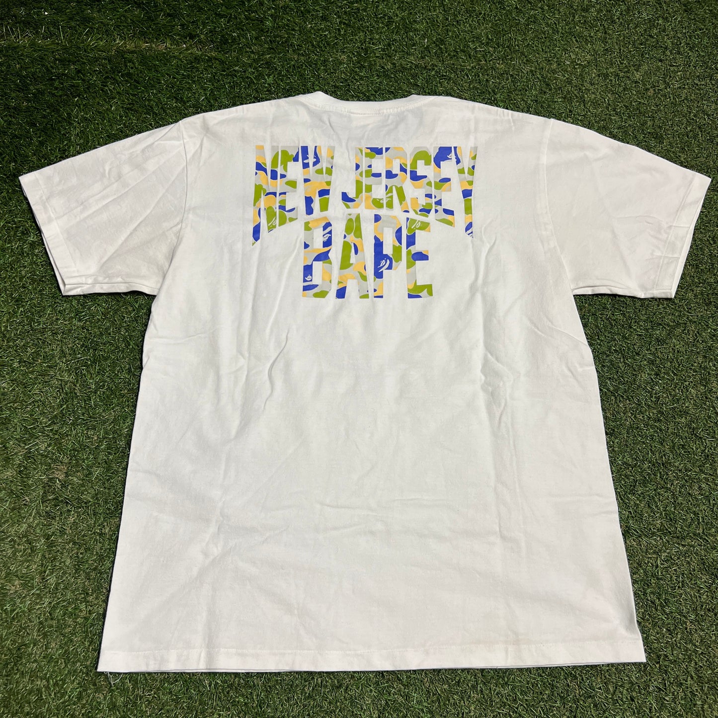 A Bathing Ape New Jersey Bape White Tee Size Large USED x14006