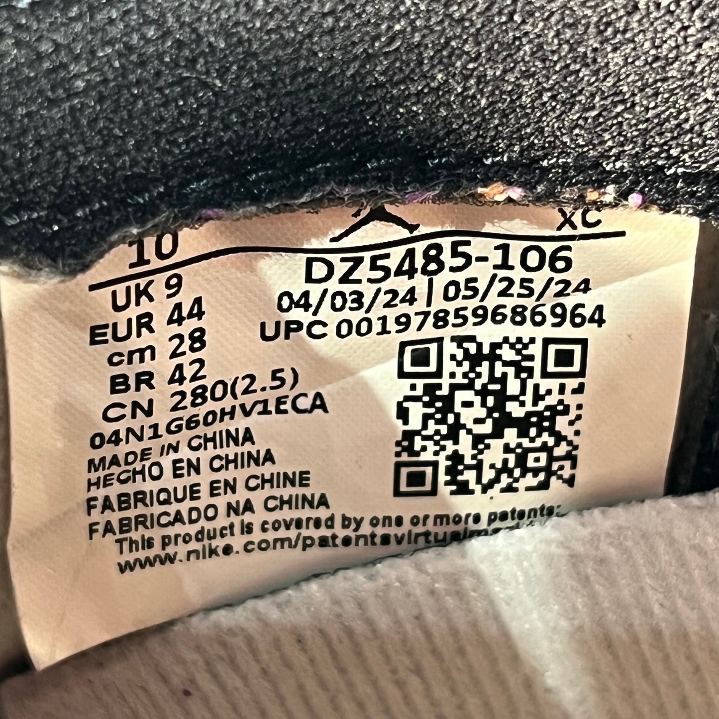 Jordan 1 High Black Toe Reimagined (2025) Size 10 USED s22142