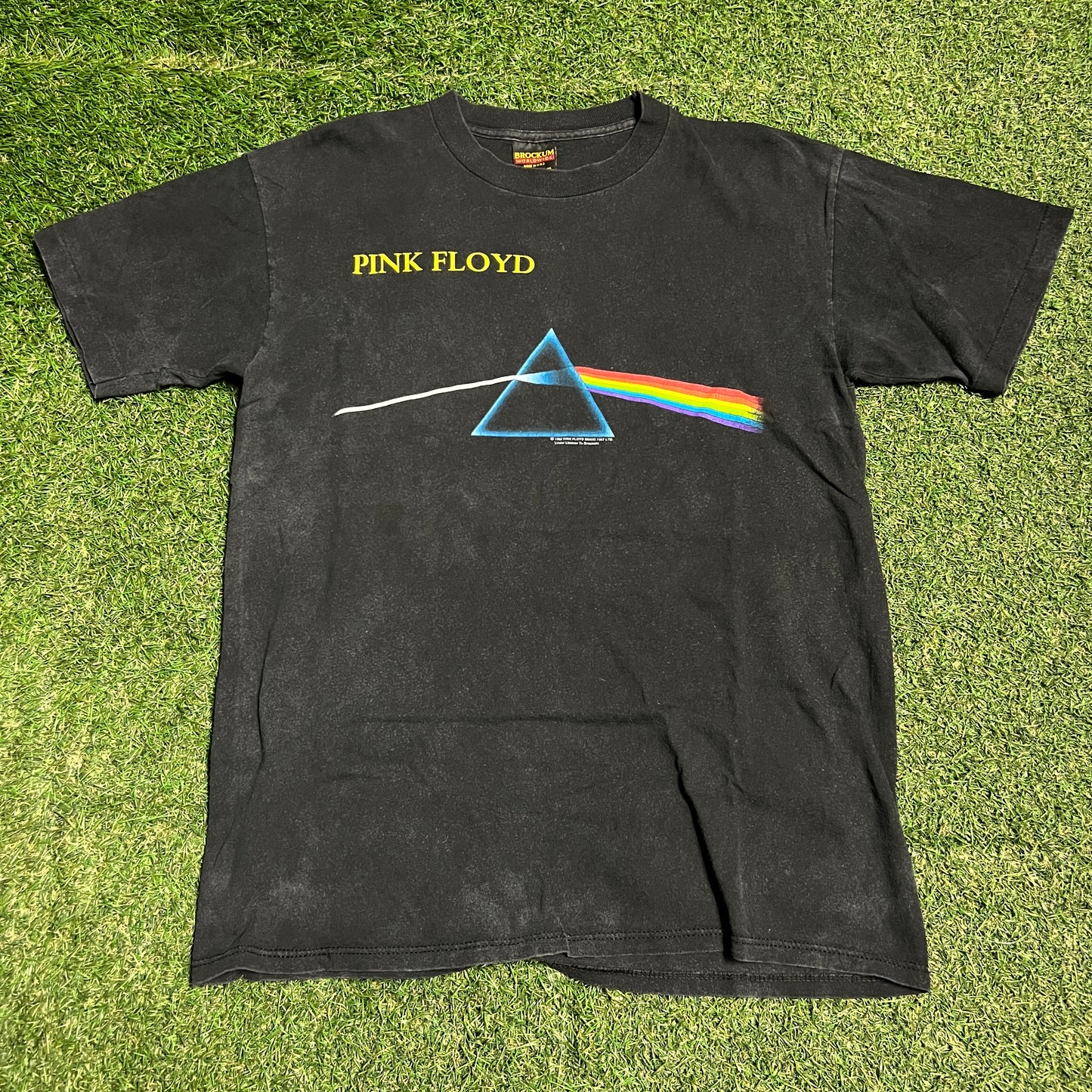 1992 Brockum Tag Pink Floyd Dark Side of the Moon Black Tee Size Large USED v15898