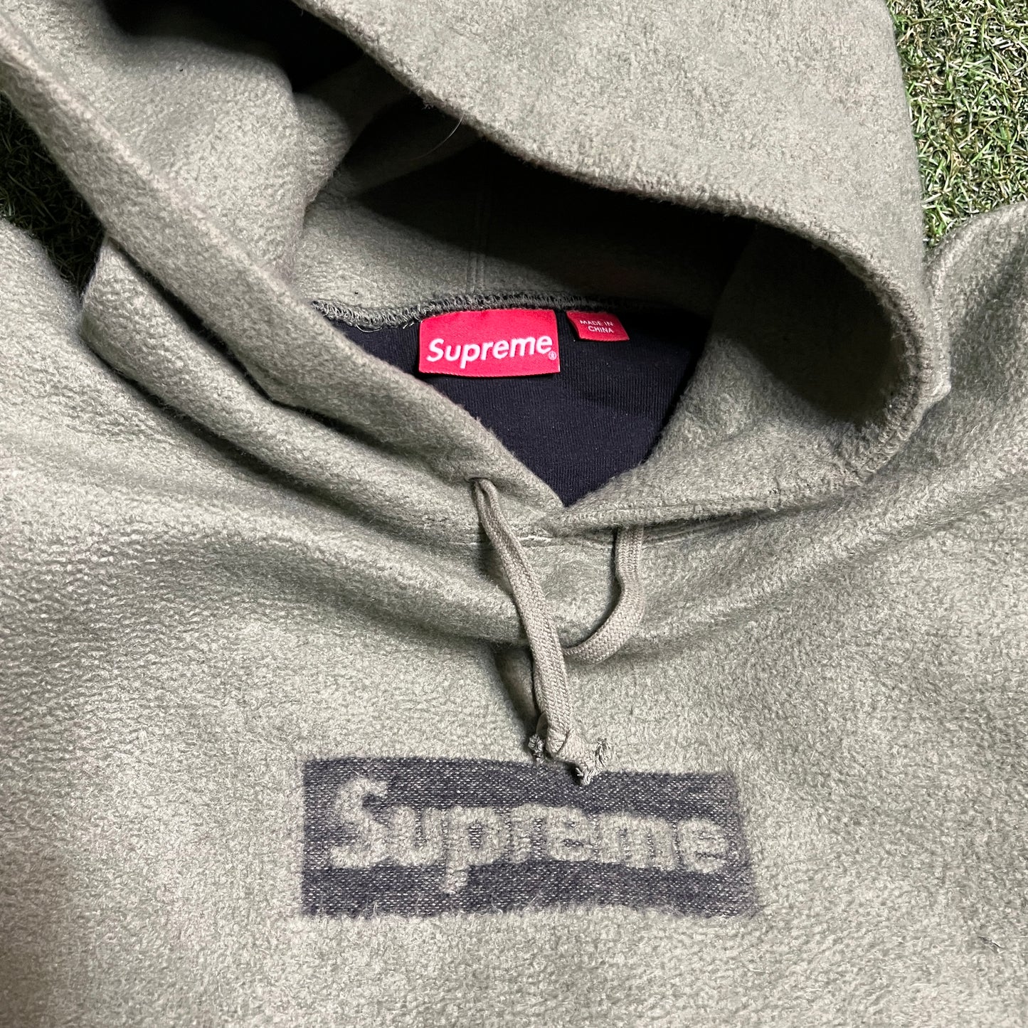 Supreme Box Logo Inside Out Green Hoodie Size XL USED x8482