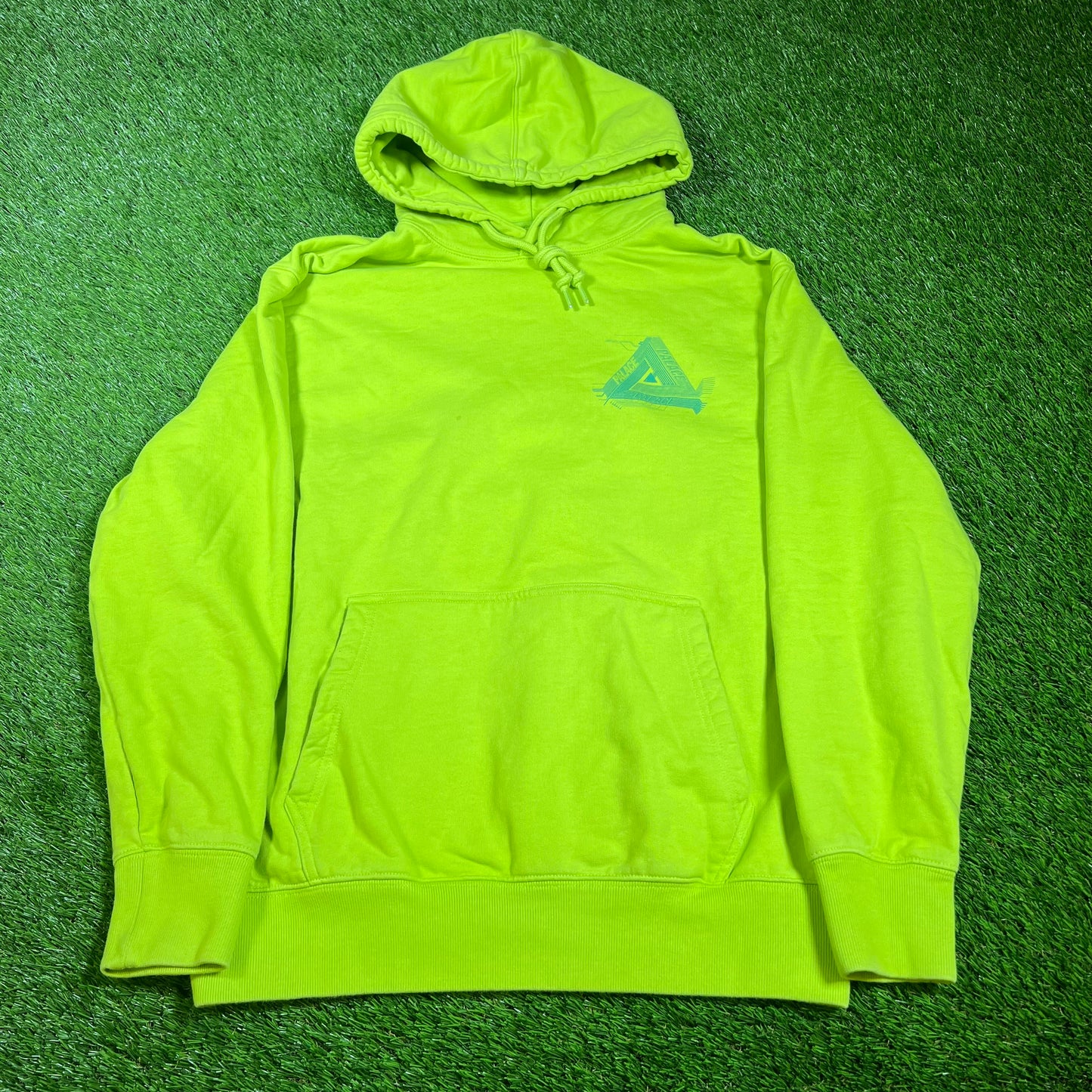 Palace Electric Lime Green Hoodie Size Medium USED x14101