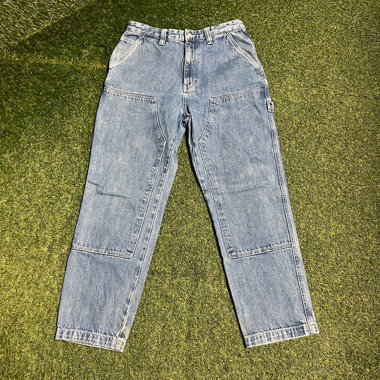 Stussy Workwear Double Knee Blue Denim Jeans Size 31 USED x13785