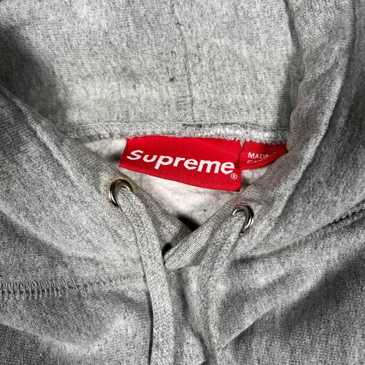Supreme Small Box Logo Grey on Grey Hoodie Size Medium USED x18498