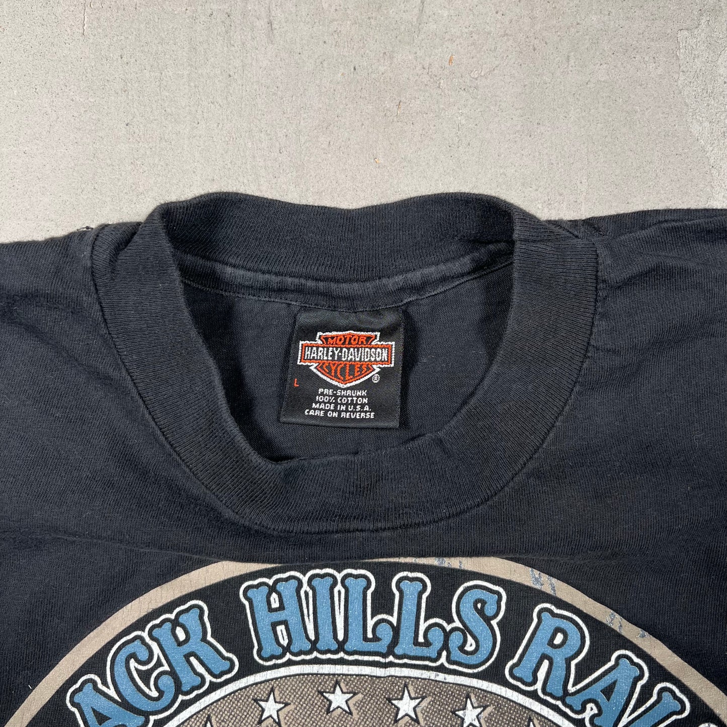 1995 Harley Davidson Sturgis Black Jills Rally Black Tee Size Large USED v19228