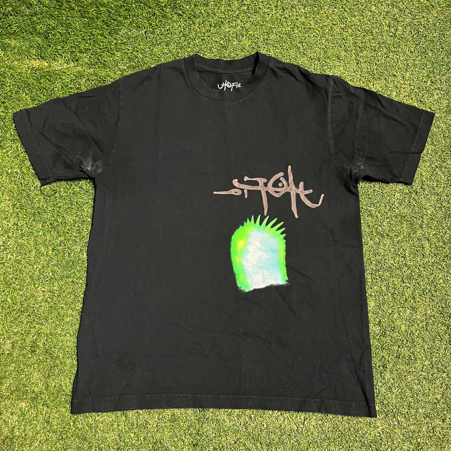 Travis Scott Utopia Green Flash Black Tee Size Medium USED x14225