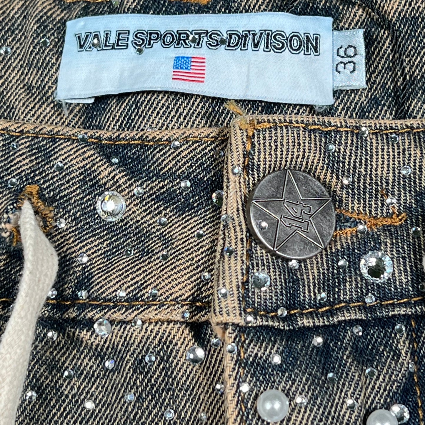 Vale Forever Rainstom Rhinestone Denim Jean Jhorts Size 36 NEW x14274