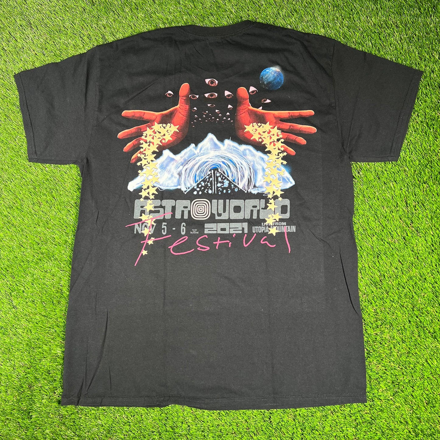 Travis Scott Astroworld Black Goat Tee Size Medium USED x14495