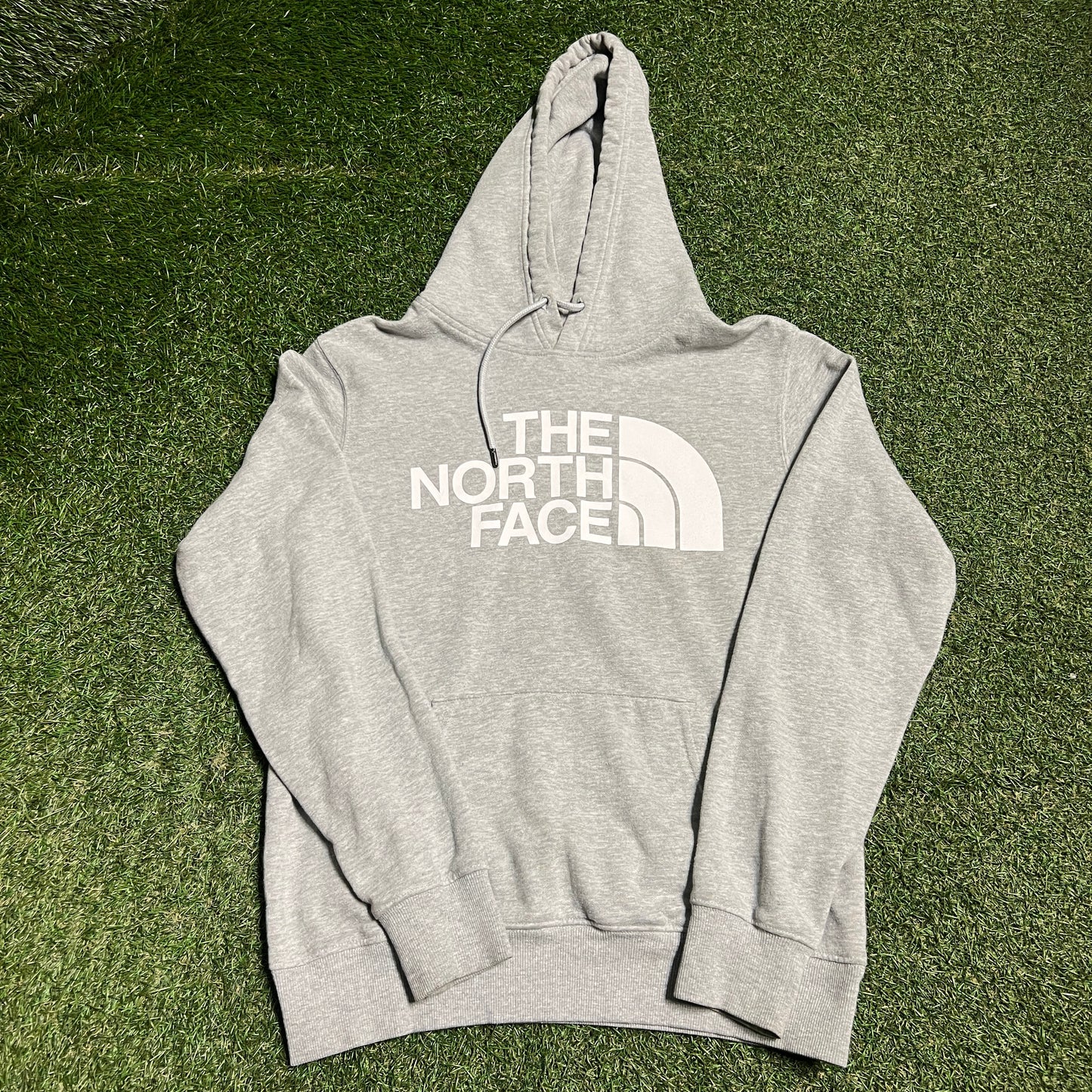 The North Face White Logo Grey Hoodie Size Small USED v16444