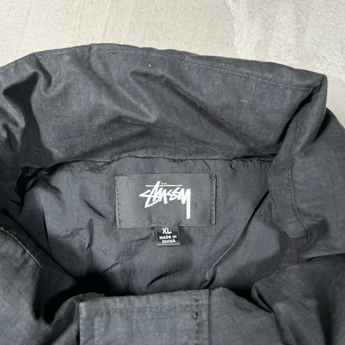 Stussy Ripstop Black Down Puffy Zip Up Jacket Size XL USED x18799